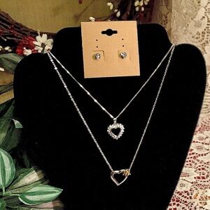 2 necklaces & earrings, fine jewelry + Avon silver diamonds citrine crystal